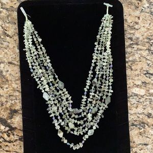 Vintage 6 Strand Jade and Black Pearls Necklace.